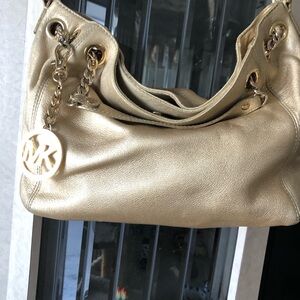 Michael Kors Gold Shoulder Bag with Chain Straps